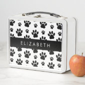 Muster, Dog Paws, Schwarz und Weiß, Ihr Name Metall Brotdose (Beispiel)
