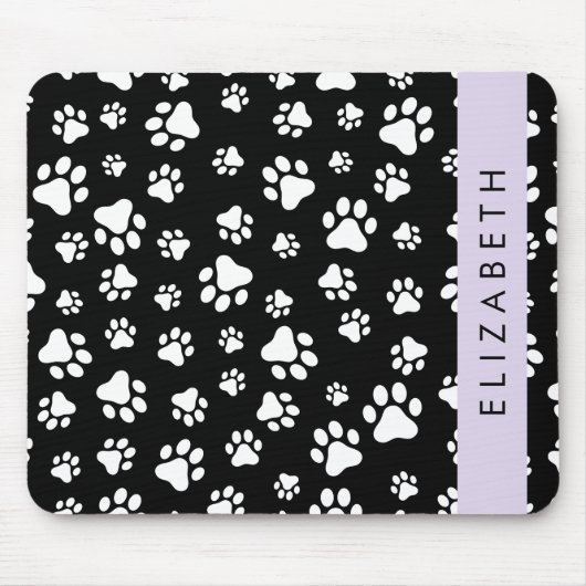 Muster, Dog Paws, Schwarz und Weiß, Ihr Name Mousepad (Vorne)