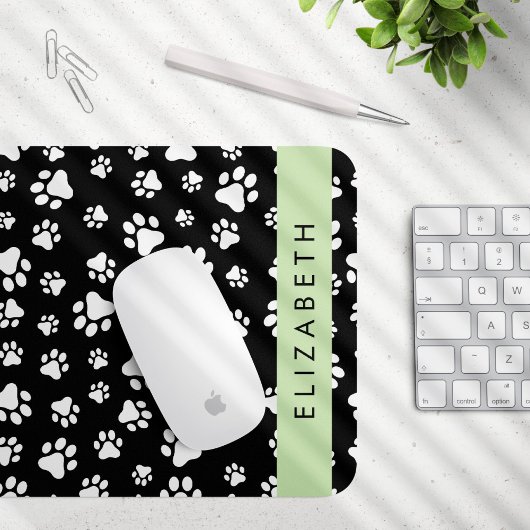 Muster, Dog Paws, Schwarz und Weiß, Ihr Name Mousepad