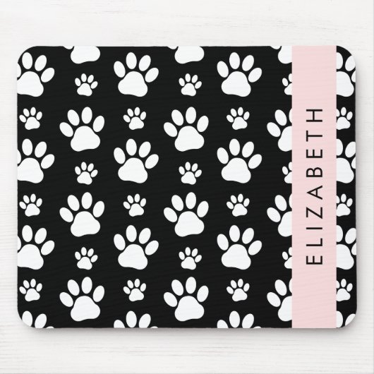 Muster, Dog Paws, Schwarz und Weiß, Ihr Name Mousepad (Vorne)