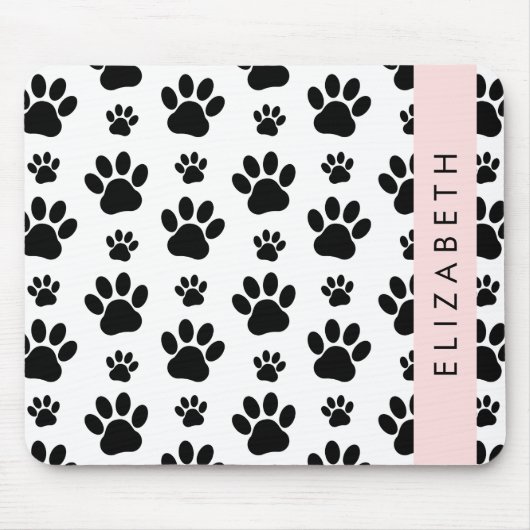 Muster, Dog Paws, Schwarz und Weiß, Ihr Name Mousepad (Vorne)