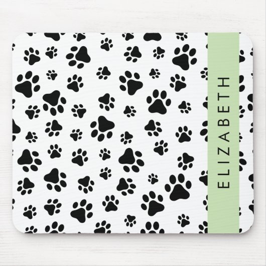 Muster, Dog Paws, Schwarz und Weiß, Ihr Name Mousepad (Vorne)