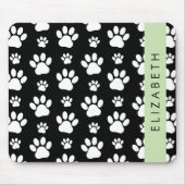 Muster, Dog Paws, Schwarz und Weiß, Ihr Name Mousepad (Vorne)