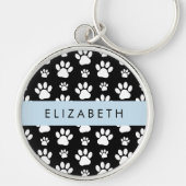 Muster, Dog Paws, Schwarz und Weiß, Ihr Name Schlüsselanhänger (Vorne)