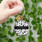 Muster, Dog Paws, Schwarz und Weiß, Ihr Name Schlüsselanhänger (Hand)