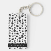 Muster, Dog Paws, Schwarz und Weiß, Ihr Name Schlüsselanhänger (Rückseite)