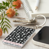 Muster, Dog Paws, Schwarz und Weiß, Ihr Name Schlüsselanhänger (Vorderseite rechts)