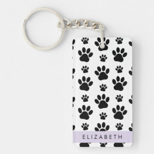 Muster, Dog Paws, Schwarz und Weiß, Ihr Name Schlüsselanhänger