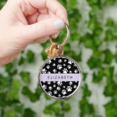 Muster, Dog Paws, Schwarz und Weiß, Ihr Name Schlüsselanhänger (Hand)