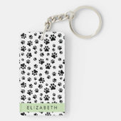 Muster, Dog Paws, Schwarz und Weiß, Ihr Name Schlüsselanhänger (Rückseite)