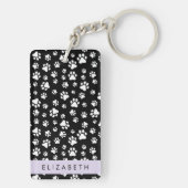 Muster, Dog Paws, Schwarz und Weiß, Ihr Name Schlüsselanhänger (Rückseite)