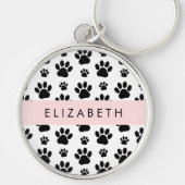 Muster, Dog Paws, Schwarz und Weiß, Ihr Name Schlüsselanhänger (Vorne)