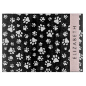 Muster, Dog Paws, Schwarz und Weiß, Ihr Name Schneidebrett (Vorderseite)