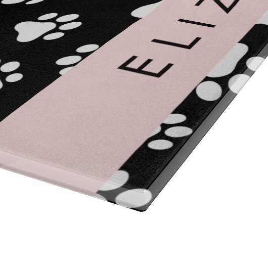 Muster, Dog Paws, Schwarz und Weiß, Ihr Name Schneidebrett (Ecke)