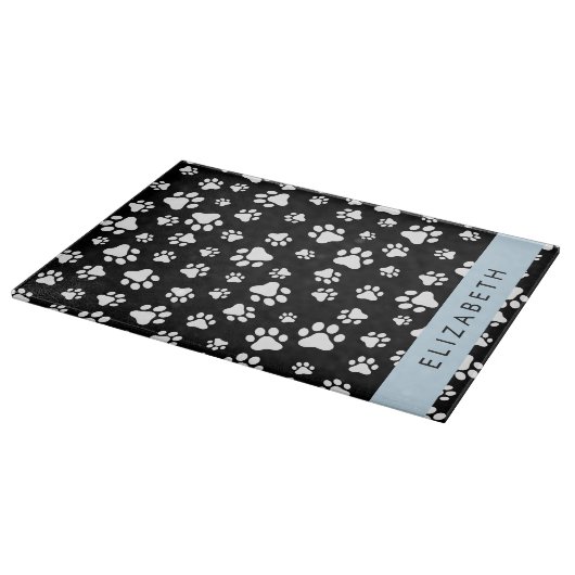 Muster, Dog Paws, Schwarz und Weiß, Ihr Name Schneidebrett (Ecke)