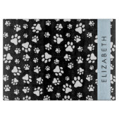 Muster, Dog Paws, Schwarz und Weiß, Ihr Name Schneidebrett (Vorderseite)