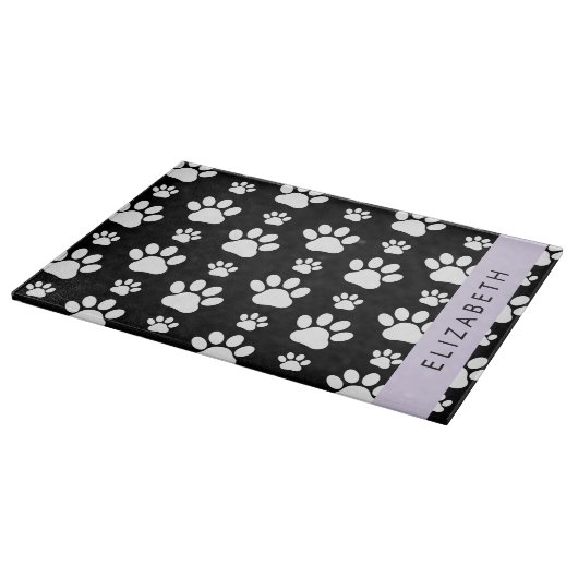 Muster, Dog Paws, Schwarz und Weiß, Ihr Name Schneidebrett (Ecke)