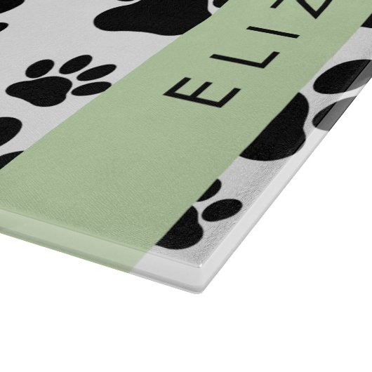 Muster, Dog Paws, Schwarz und Weiß, Ihr Name Schneidebrett (Ecke)