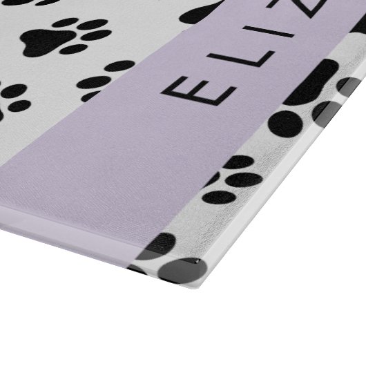 Muster, Dog Paws, Schwarz und Weiß, Ihr Name Schneidebrett (Ecke)