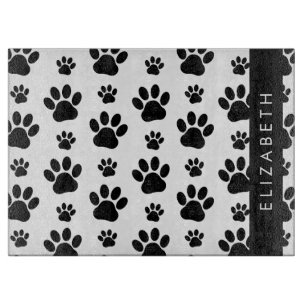 Muster, Dog Paws, Schwarz und Weiß, Ihr Name Schneidebrett