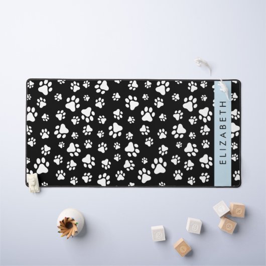Muster, Dog Paws, Schwarz und Weiß, Ihr Name Schreibtischunterlage (Kindertisch)