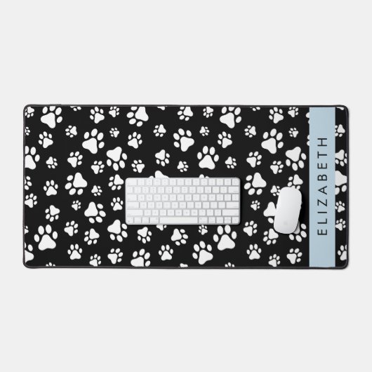 Muster, Dog Paws, Schwarz und Weiß, Ihr Name Schreibtischunterlage (Tastatur & Maus)