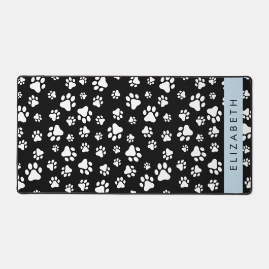Muster, Dog Paws, Schwarz und Weiß, Ihr Name Schreibtischunterlage (Vorderseite)