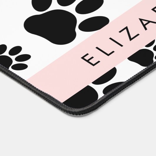 Muster, Dog Paws, Schwarz und Weiß, Ihr Name Schreibtischunterlage (Ecke)
