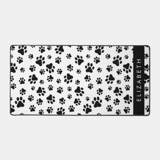 Muster, Dog Paws, Schwarz und Weiß, Ihr Name Schreibtischunterlage (Vorderseite)