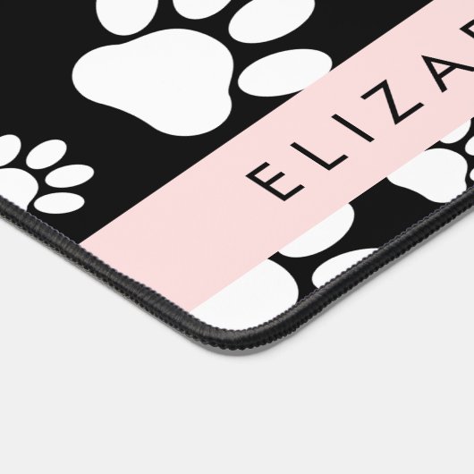 Muster, Dog Paws, Schwarz und Weiß, Ihr Name Schreibtischunterlage (Ecke)