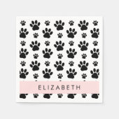 Muster, Dog Paws, Schwarz und Weiß, Ihr Name Serviette (Vorderseite)