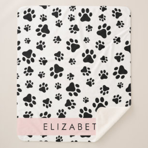 Muster, Dog Paws, Schwarz und Weiß, Ihr Name Sherpadecke