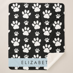 Muster, Dog Paws, Schwarz und Weiß, Ihr Name Sherpadecke
