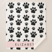 Muster, Dog Paws, Schwarz und Weiß, Ihr Name Sherpadecke (Vorderseite)