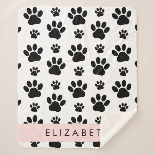 Muster, Dog Paws, Schwarz und Weiß, Ihr Name Sherpadecke