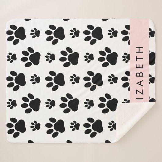 Muster, Dog Paws, Schwarz und Weiß, Ihr Name Sherpadecke (Vorderseite (Horizontal))