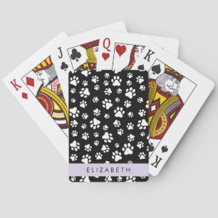 Muster, Dog Paws, Schwarz und Weiß, Ihr Name Spielkarten
