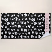 Muster, Dog Paws, Schwarz und Weiß, Ihr Name Strandtuch (Vorderseite)