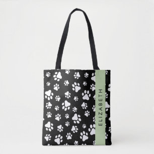 Muster, Dog Paws, Schwarz und Weiß, Ihr Name Tasche
