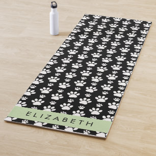 Muster, Dog Paws, Schwarz und Weiß, Ihr Name Yogamatte