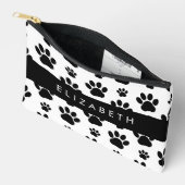 Muster, Dog Paws, Schwarz und Weiß, Ihr Name Zubehörtasche (Offen)
