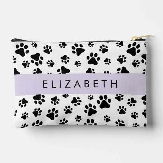 Muster, Dog Paws, Schwarz und Weiß, Ihr Name Zubehörtasche (Rückseite)