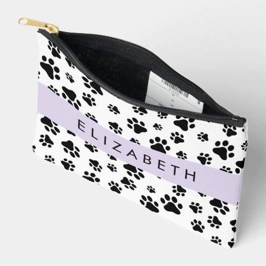 Muster, Dog Paws, Schwarz und Weiß, Ihr Name Zubehörtasche (Offen)