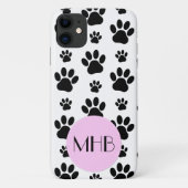 Muster, Dogenpfosten, Schwarz und Weiß, Monogramm Case-Mate iPhone Hülle (Rückseite)