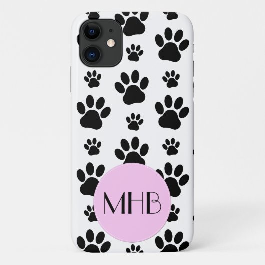 Muster, Dogenpfosten, Schwarz und Weiß, Monogramm Case-Mate iPhone Hülle (Rückseite)