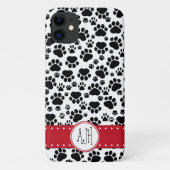 Muster, Dogenpfosten, Schwarz und Weiß, Monogramm Case-Mate iPhone Hülle (Rückseite)