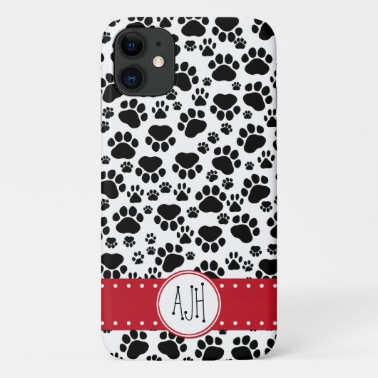 Muster, Dogenpfosten, Schwarz und Weiß, Monogramm Case-Mate iPhone Hülle (Rückseite)