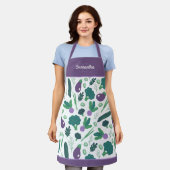 Muster Eggplant und Broccoli mit dem Namen Lila Ap Schürze (Getragen)