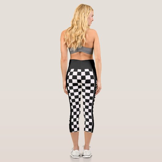 Muster eines benutzerdefinierten schwarzen und wei capri leggings (Rückseite)