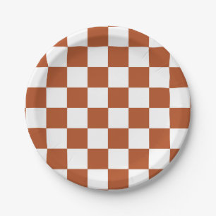 Muster eines braunen, karierten Karos Pappteller